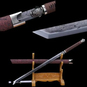 Ninjato lame droite en acier ressort. Véritable sabre Tranchant