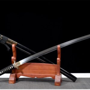 Véritable katana japonais en acier 1095, vrai hamon, tsuba dragon