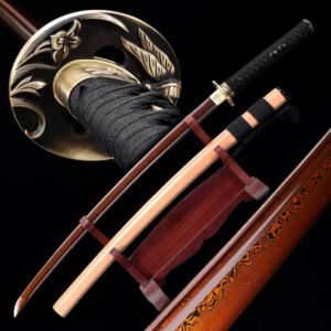 Hanaki - Véritable Katana en acier T10 Damas 1000 couches (acier plié), sabre japonais fait main