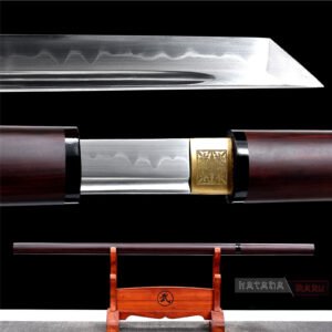 Authentique Ninjato en acier T10, Hamon véritable et rainure de sang